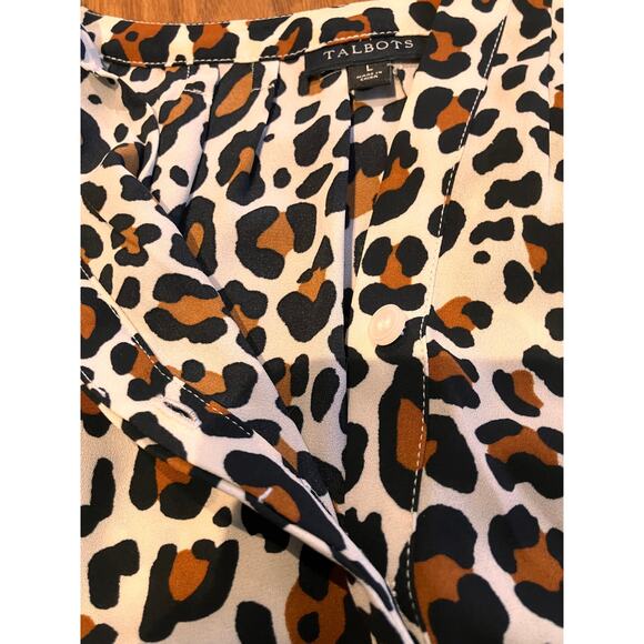 TALBOTS Cheetah Print Blouse, Large, Long Sleeve, Lightweight, Top, Animal - Picture 3 of 9